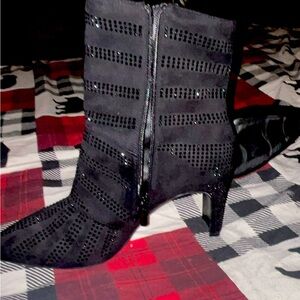 Black Sparkly 2 inch high heel boots!